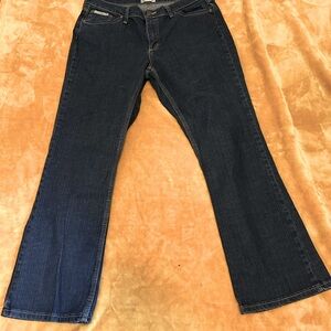 Schmidt Indigo Blue Wide Leg Flare Jeans with Gradient